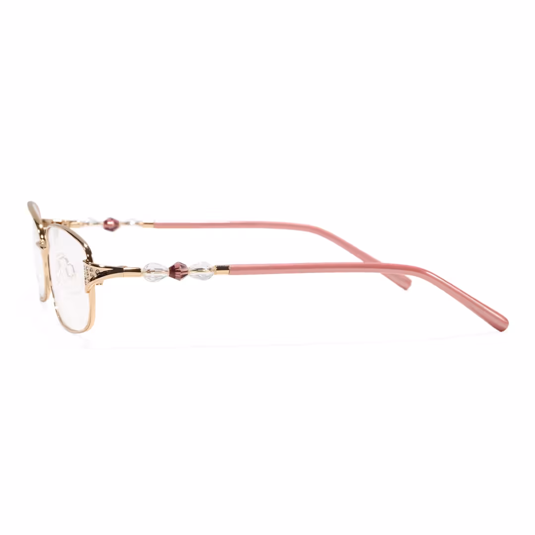 Side view of Liana rectangle metal eyeglasses EM0212605 in gold