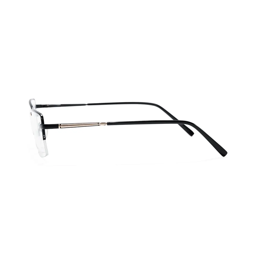 Side view of Damian rectangle metal eyeglasses EM0252508 in black