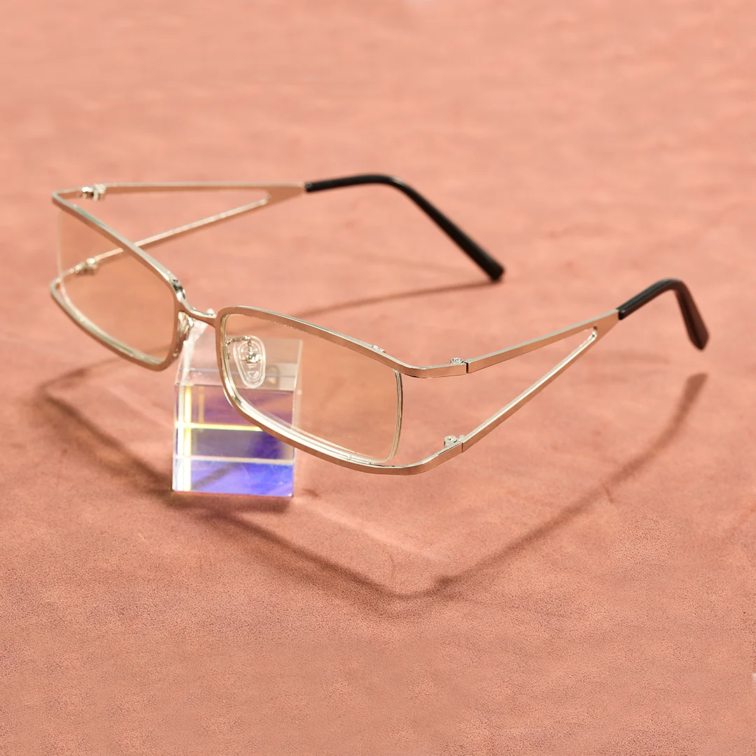 Scene view of Cassian y2k rectangle metal eyeglasses EM0292603 in silver