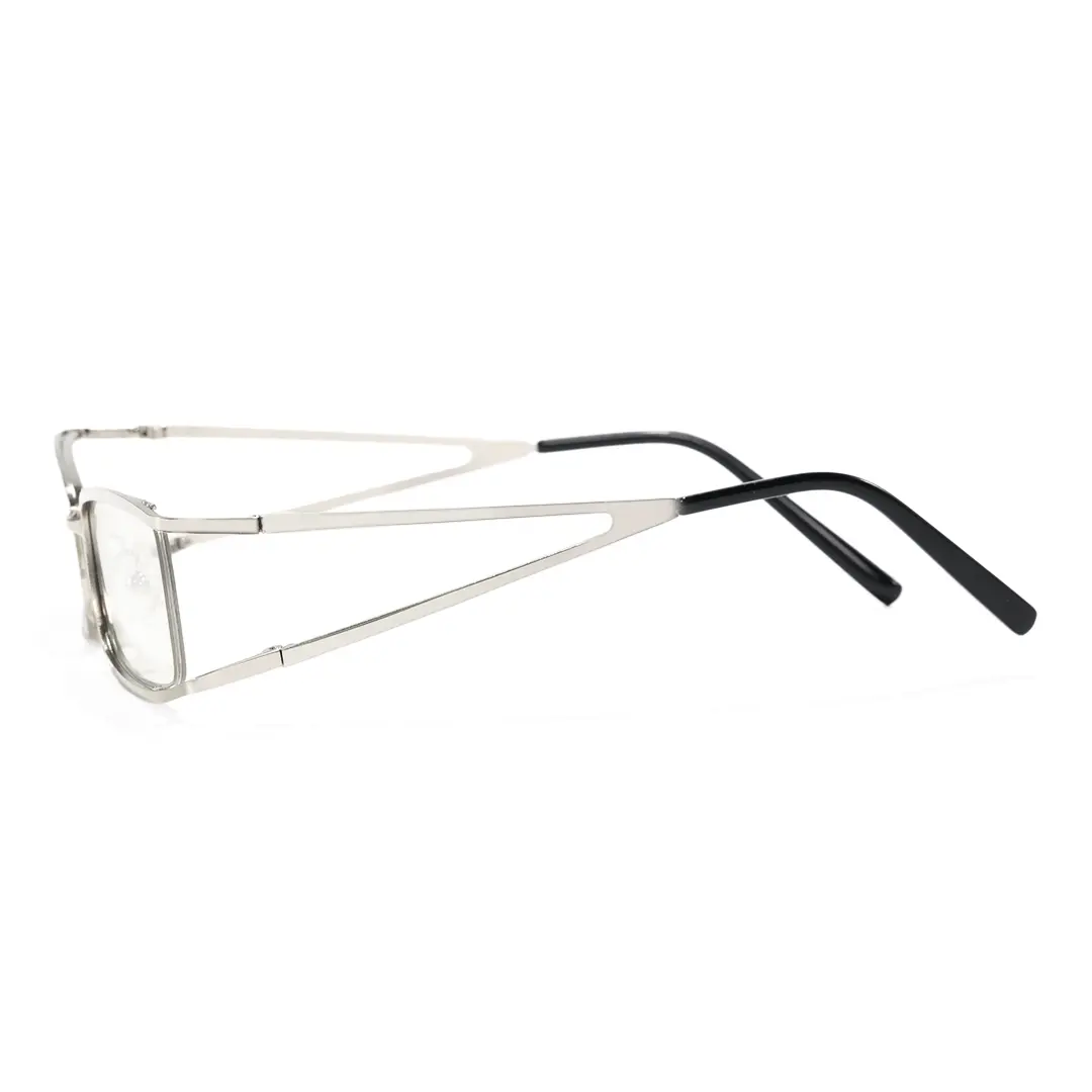 Side view of Cassian y2k rectangle metal eyeglasses EM0292603 in silver