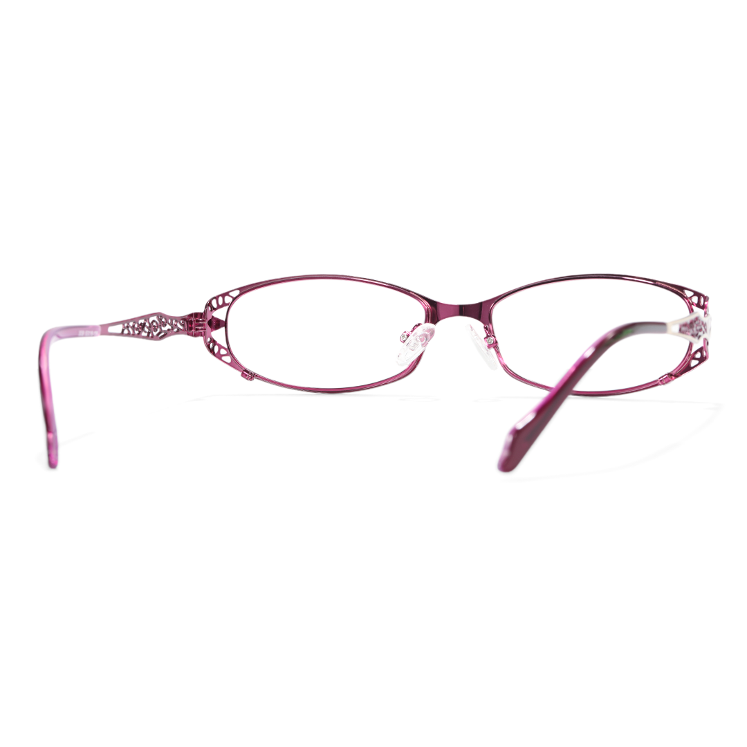 Back view of Uma office siren rectangle metal eyeglasses EM0312601 in purple