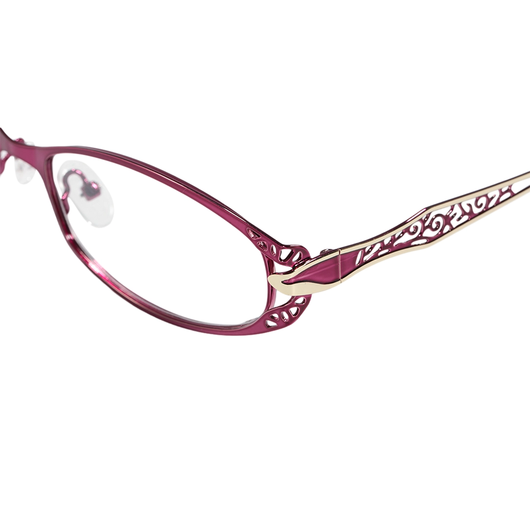 End piece detail of Uma office siren rectangle metal eyeglasses EM0312601 in purple