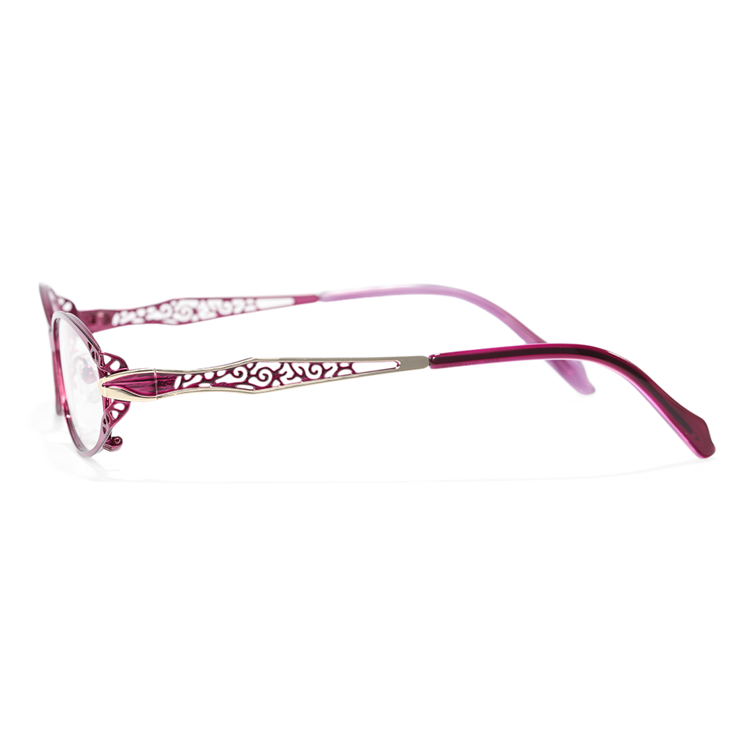 Side view of Uma office siren rectangle metal eyeglasses EM0312601 in purple
