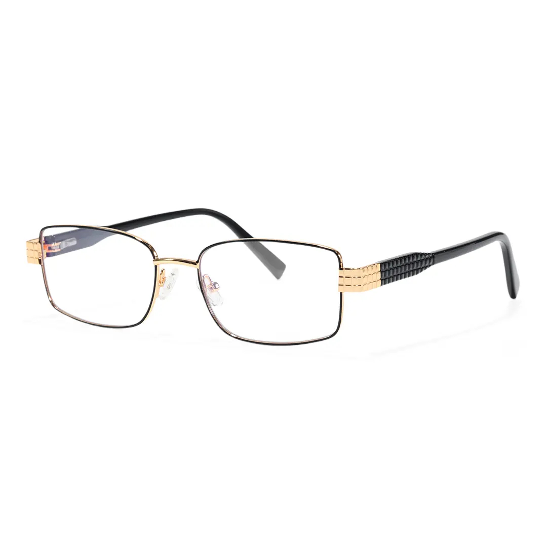 Angle view of Valeria rectangle metal eyeglasses EM0322508 in black
