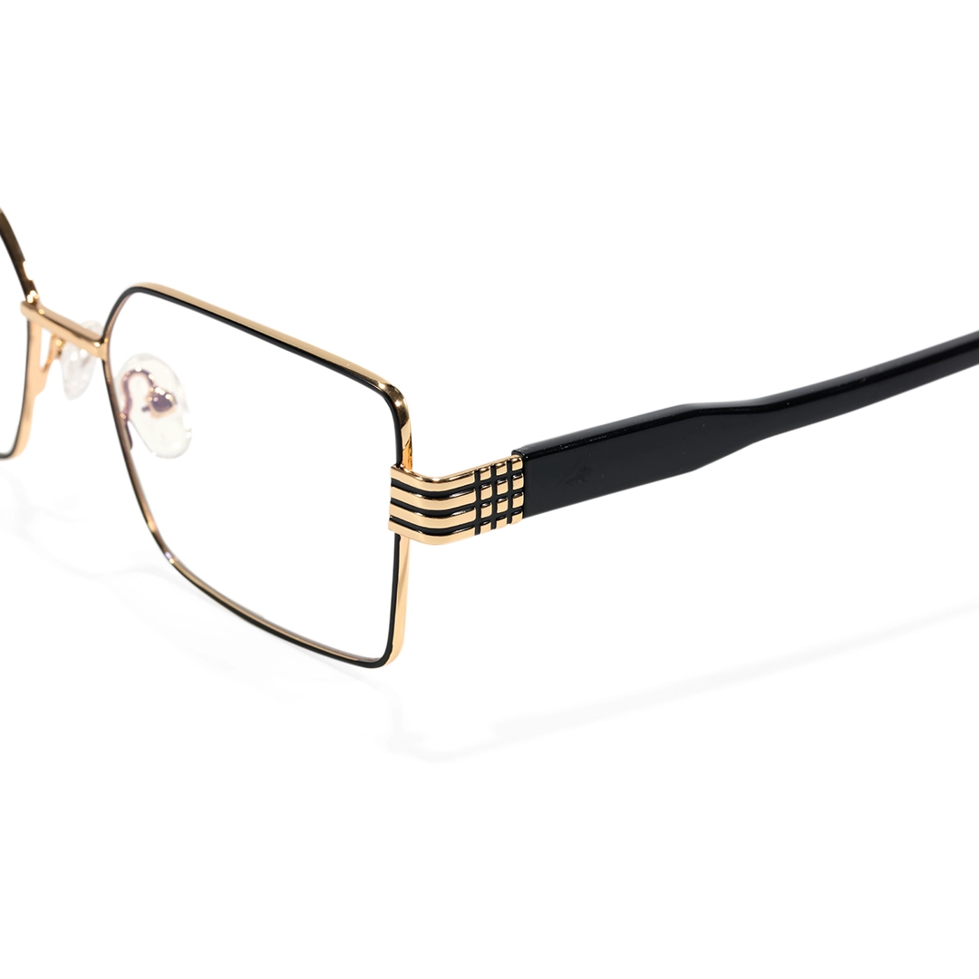 End piece detail of Valeria rectangle metal eyeglasses EM0322508 in black