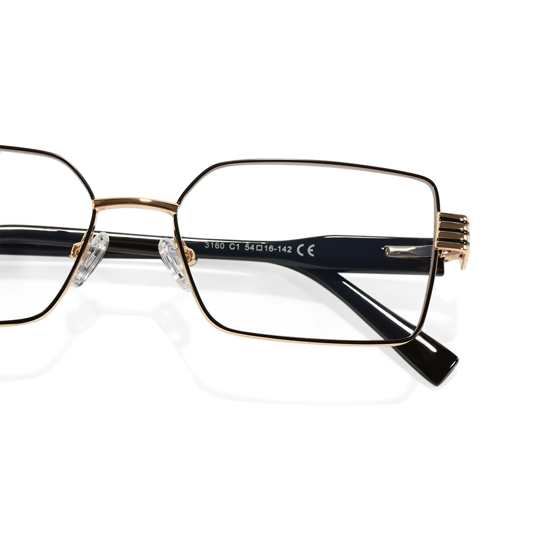 Frame detail view of Valeria rectangle metal eyeglasses EM0322508 in black