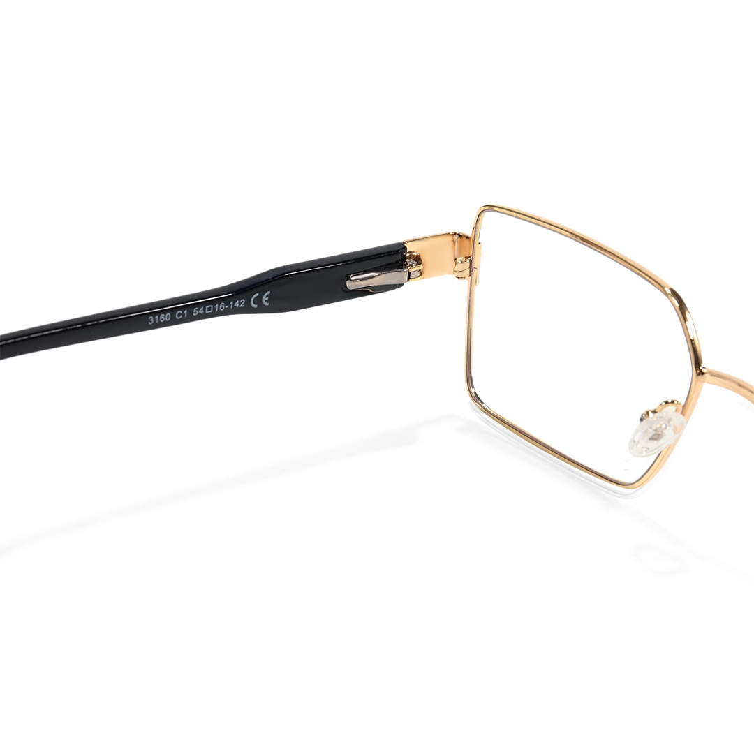 Hinge detail of Valeria rectangle metal eyeglasses EM0322508 in black