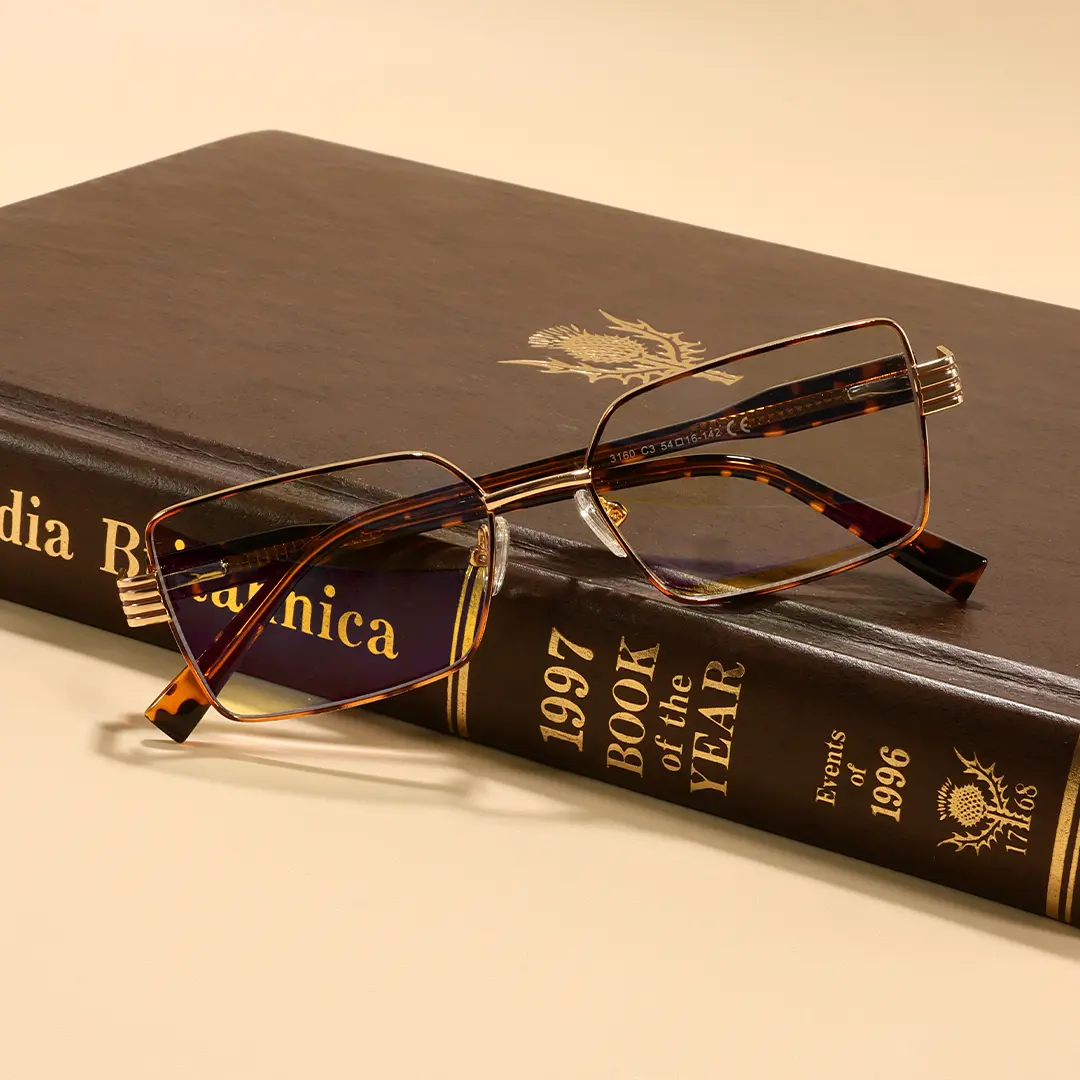 Scene view of Valeria rectangle metal eyeglasses EM0322508 in tortoise