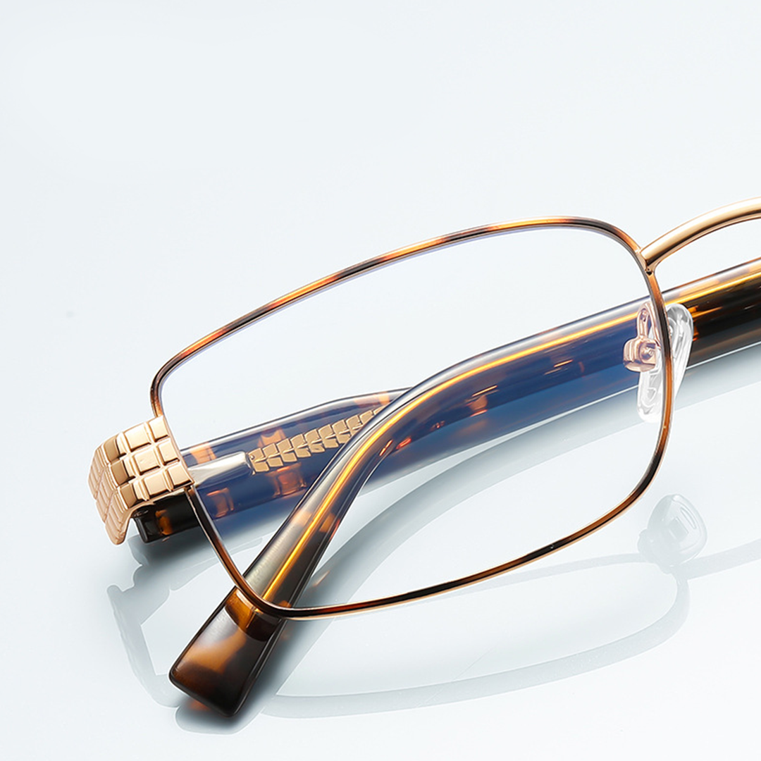 Set view of Valeria rectangle metal eyeglasses EM0322508 in tortoise