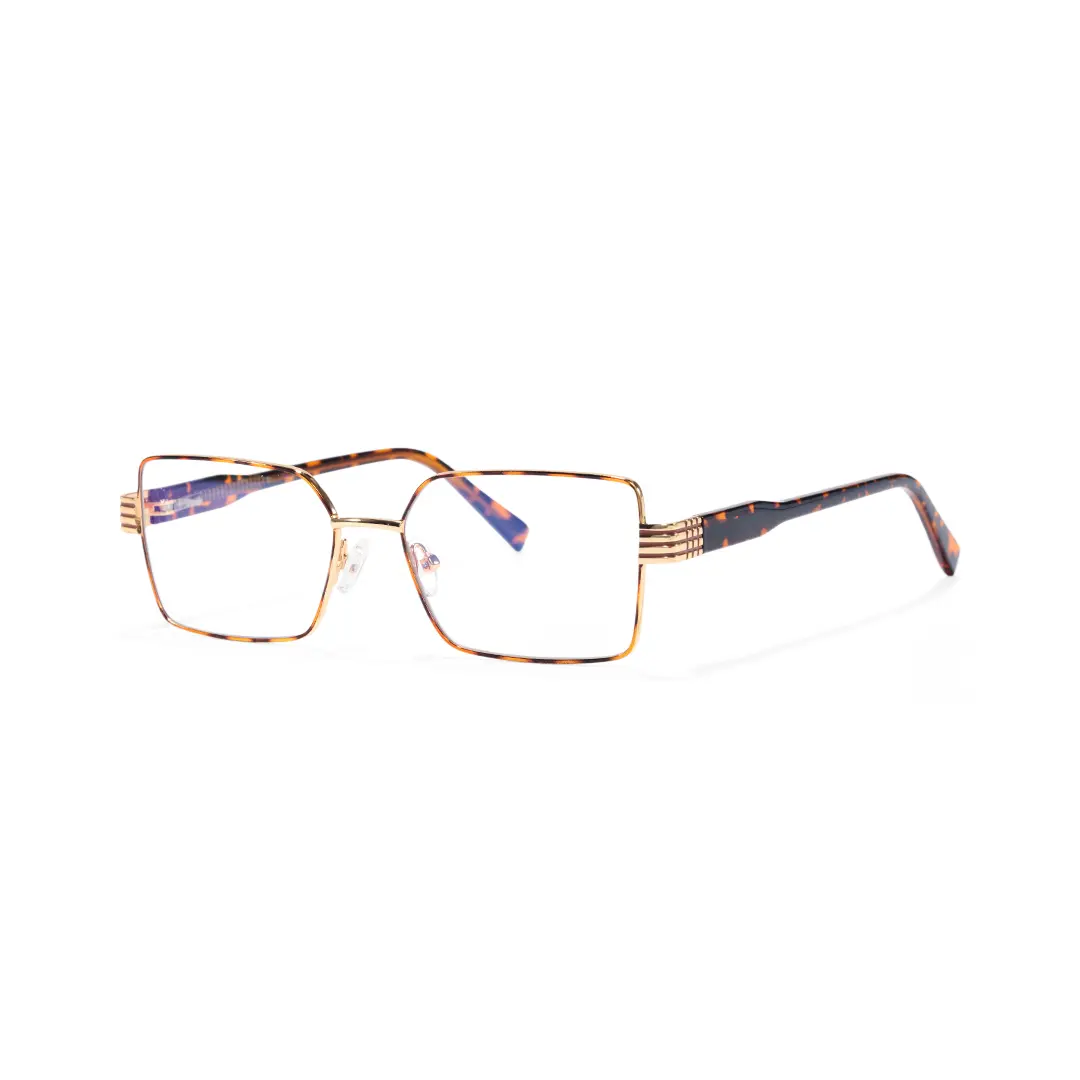 Angle view of Thalia rectangle metal eyeglasses EM0332508 in tortoise
