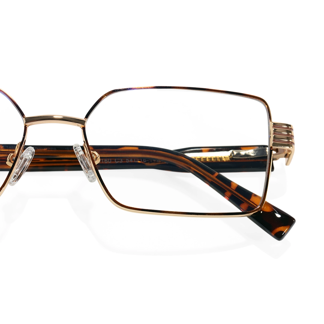 Frame detail view of Thalia rectangle metal eyeglasses EM0332508 in tortoise