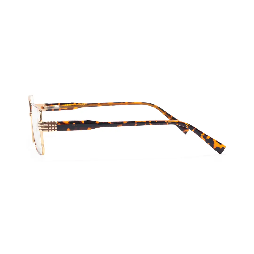 Side view of Thalia rectangle metal eyeglasses EM0332508 in tortoise