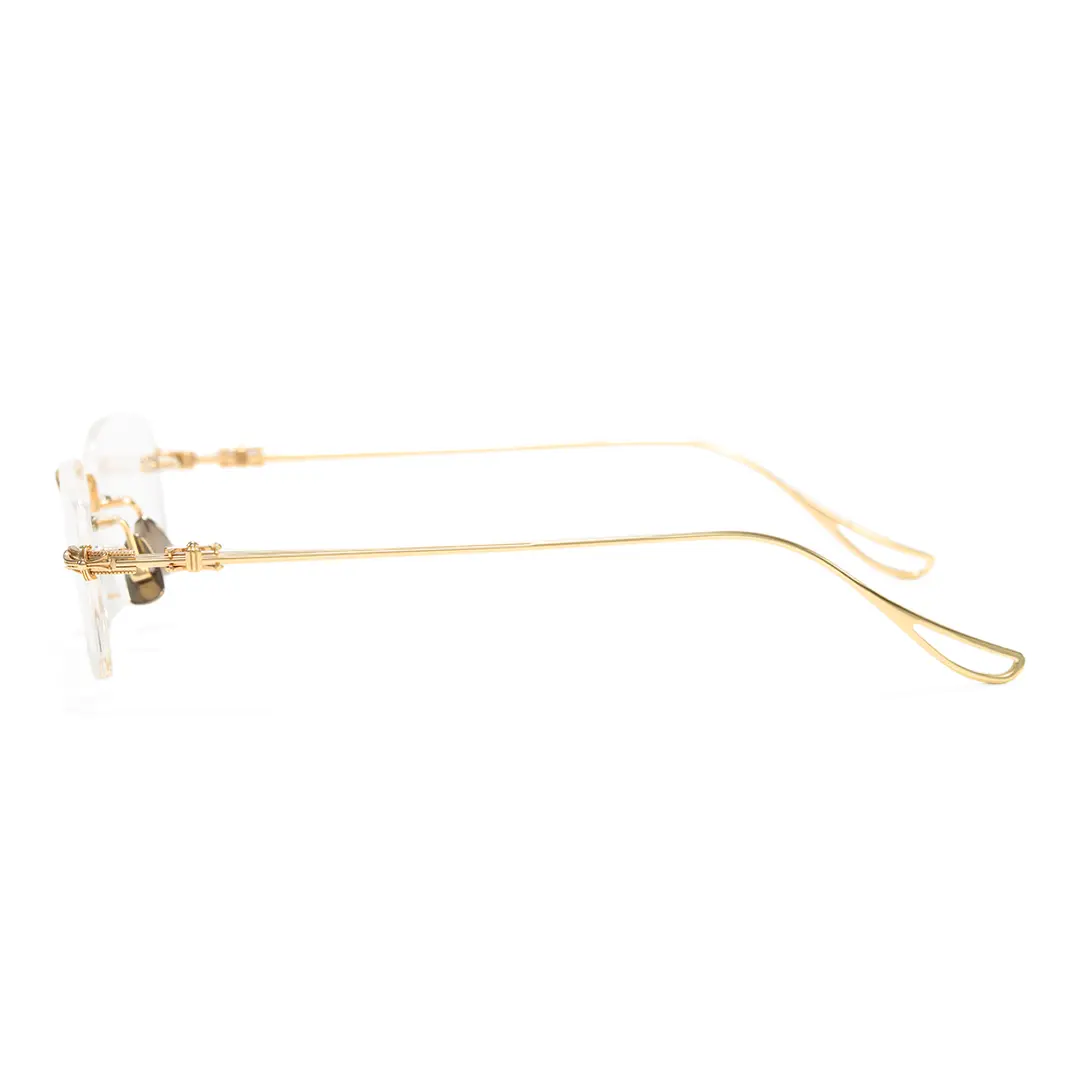 Side view of Sylus rectangle metal eyeglasses EM0352412 in gold