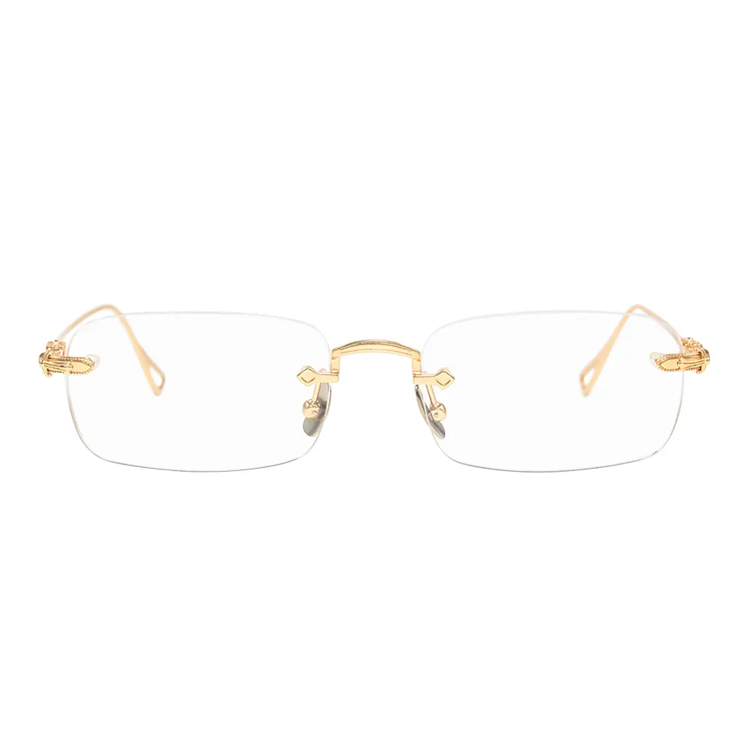 Front view of Sylus office siren rectangle metal eyeglasses EM0352412 in gold
