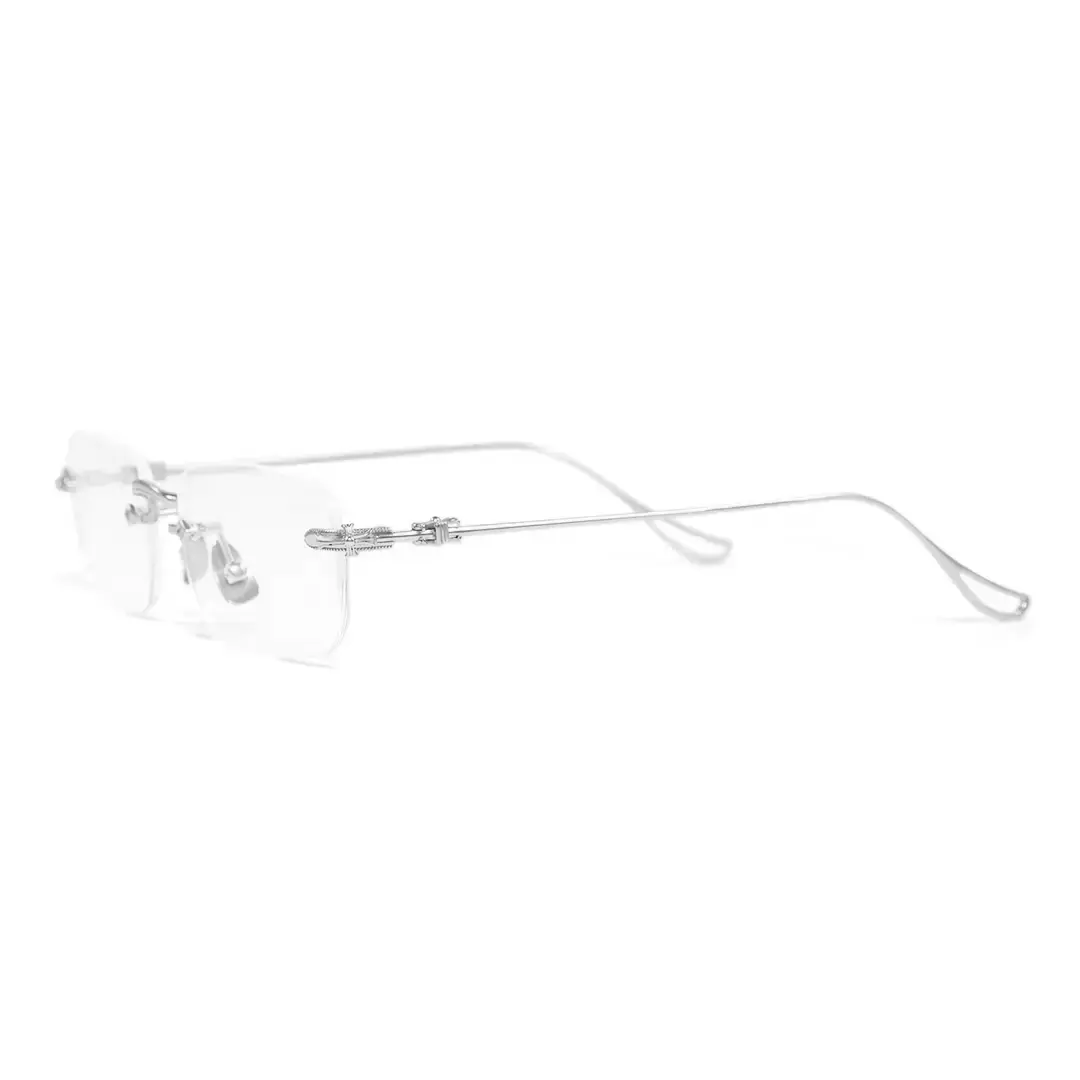 Angle view of Sylus office siren rectangle metal eyeglasses EM0352412 in silver
