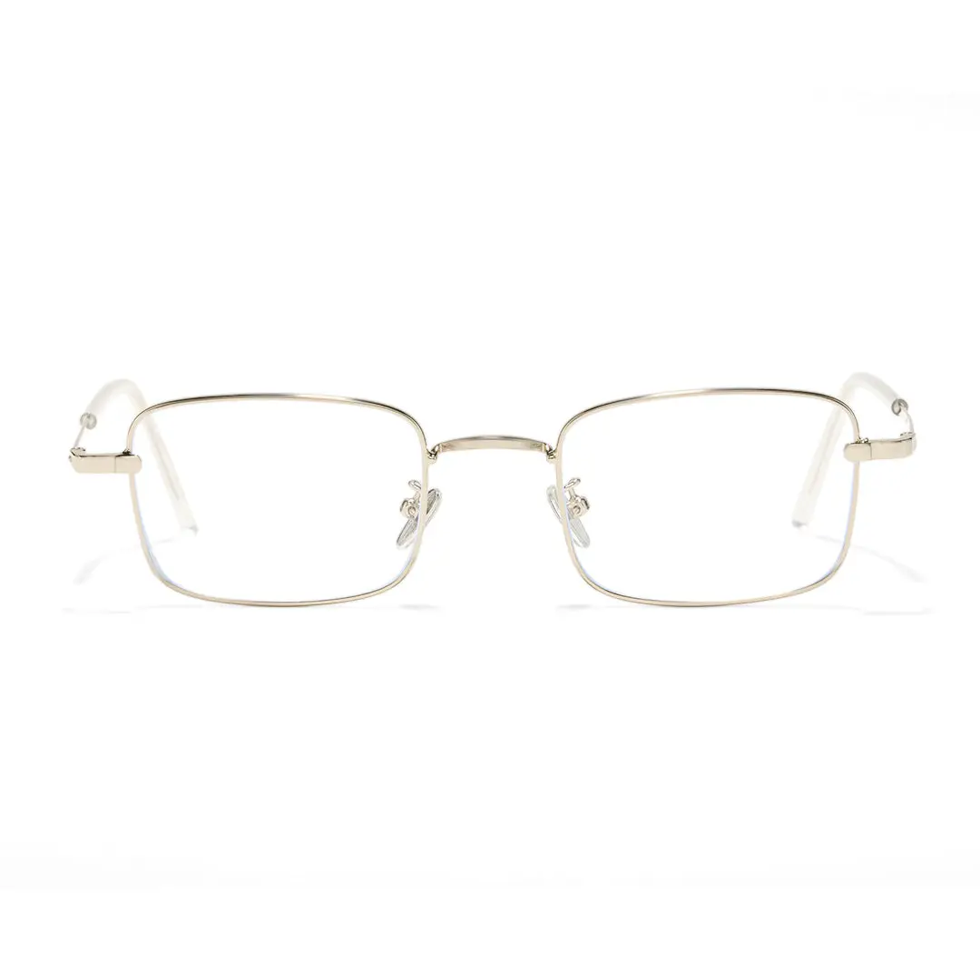 Front view of Cinzia y2k rectangle metal eyeglasses EM0372412 in silver