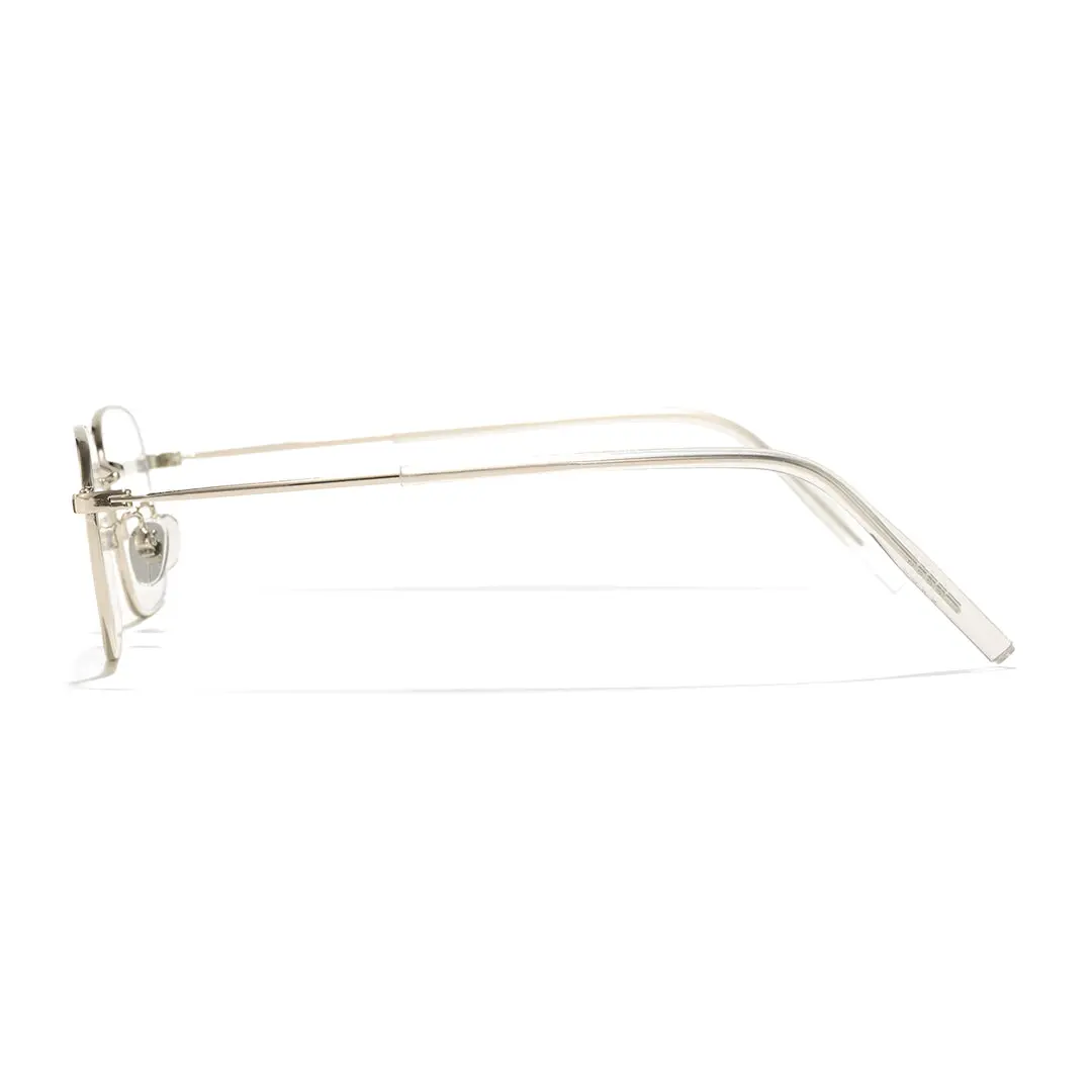 Side view of Cinzia y2k rectangle metal eyeglasses EM0372412 in silver