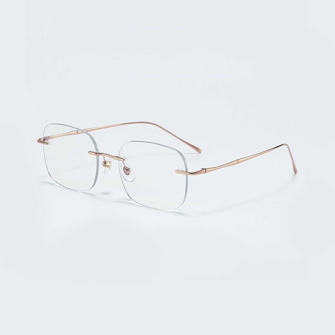 Angle view of Liora rectangle metal eyeglasses EM0392508 in gold