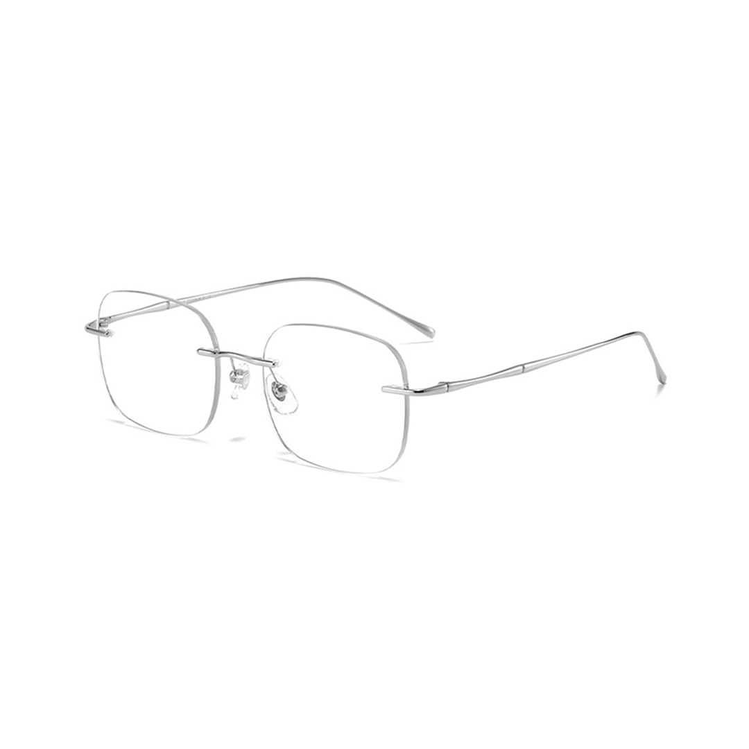 Angle view of Liora rectangle metal eyeglasses EM0392508 in silver