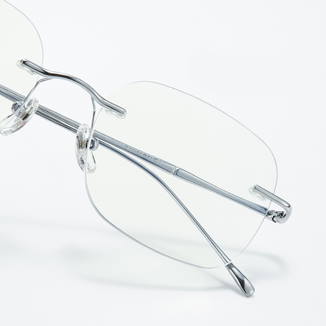 Frame detail view of Liora rectangle metal eyeglasses EM0392508 in silver