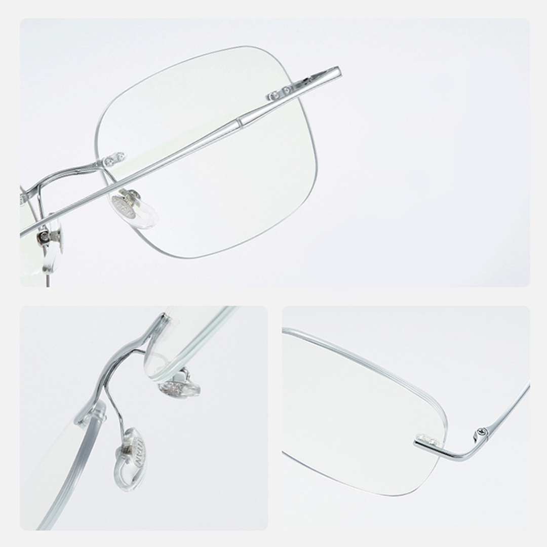 Structure detail of Liora rectangle metal eyeglasses EM0392508 in silver