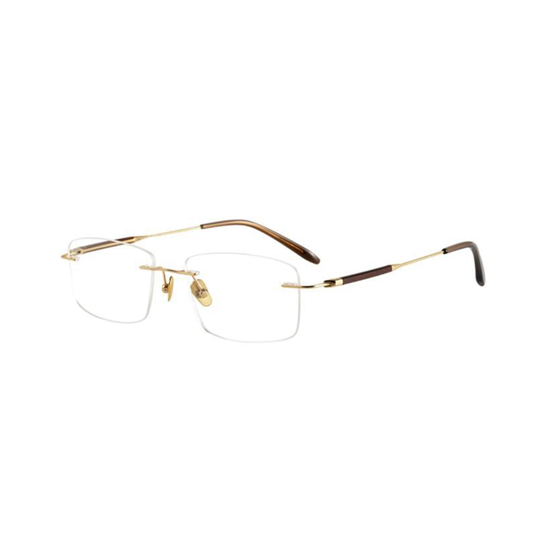 Angle view of Dorian rectangle metal eyeglasses EM0402508 in gold