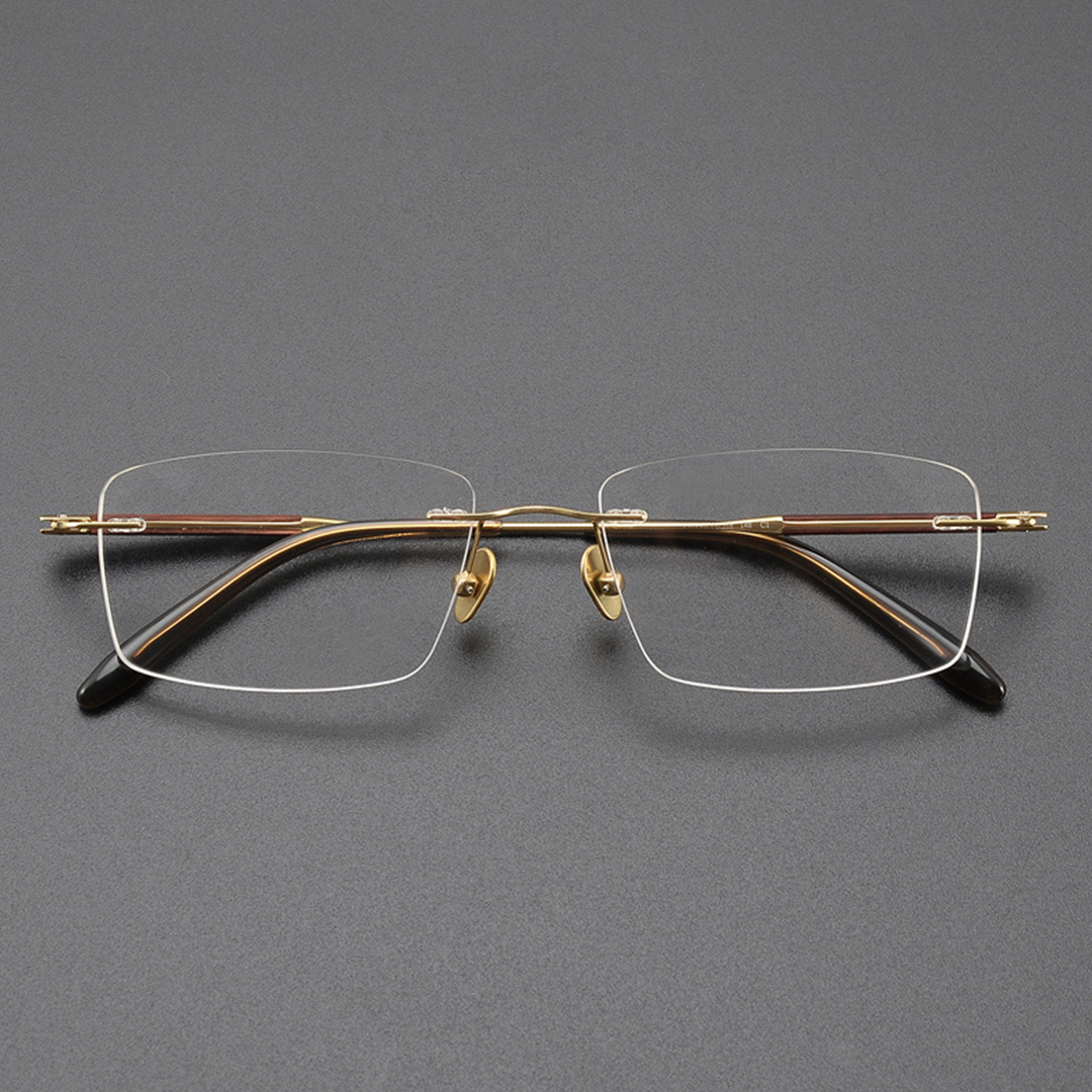 Scene view of dorian rectangle metal eyeglasses EM0402508 in gold