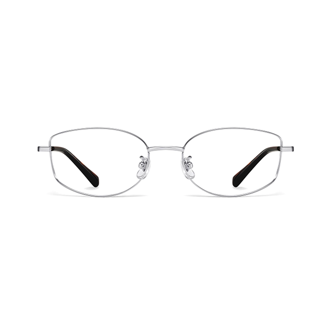 Front view of Isola office siren rectangle metal eyeglasses EM0422509 in silver