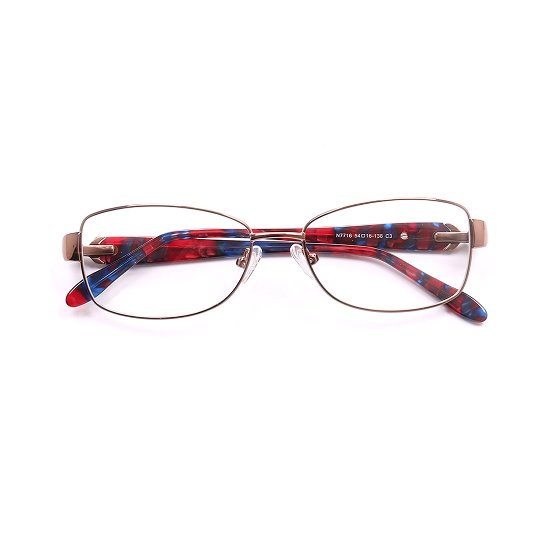 Front view of Calla office siren rectangle metal eyeglasses EM0482509 in brown