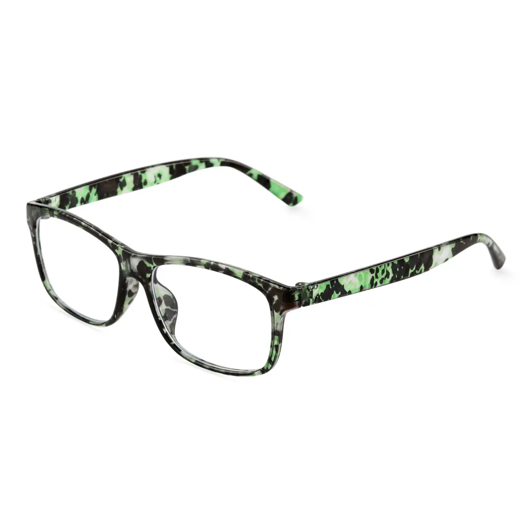 Angle view of Klaus rectangle pc eyeglasses EP0032410 in green