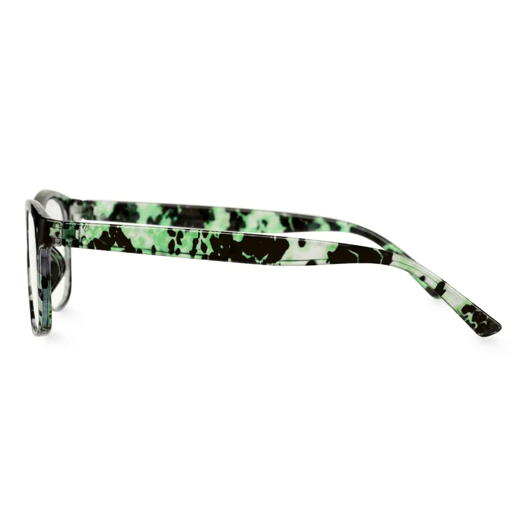 Side view of Klaus rectangle pc eyeglasses EP0032410 in green