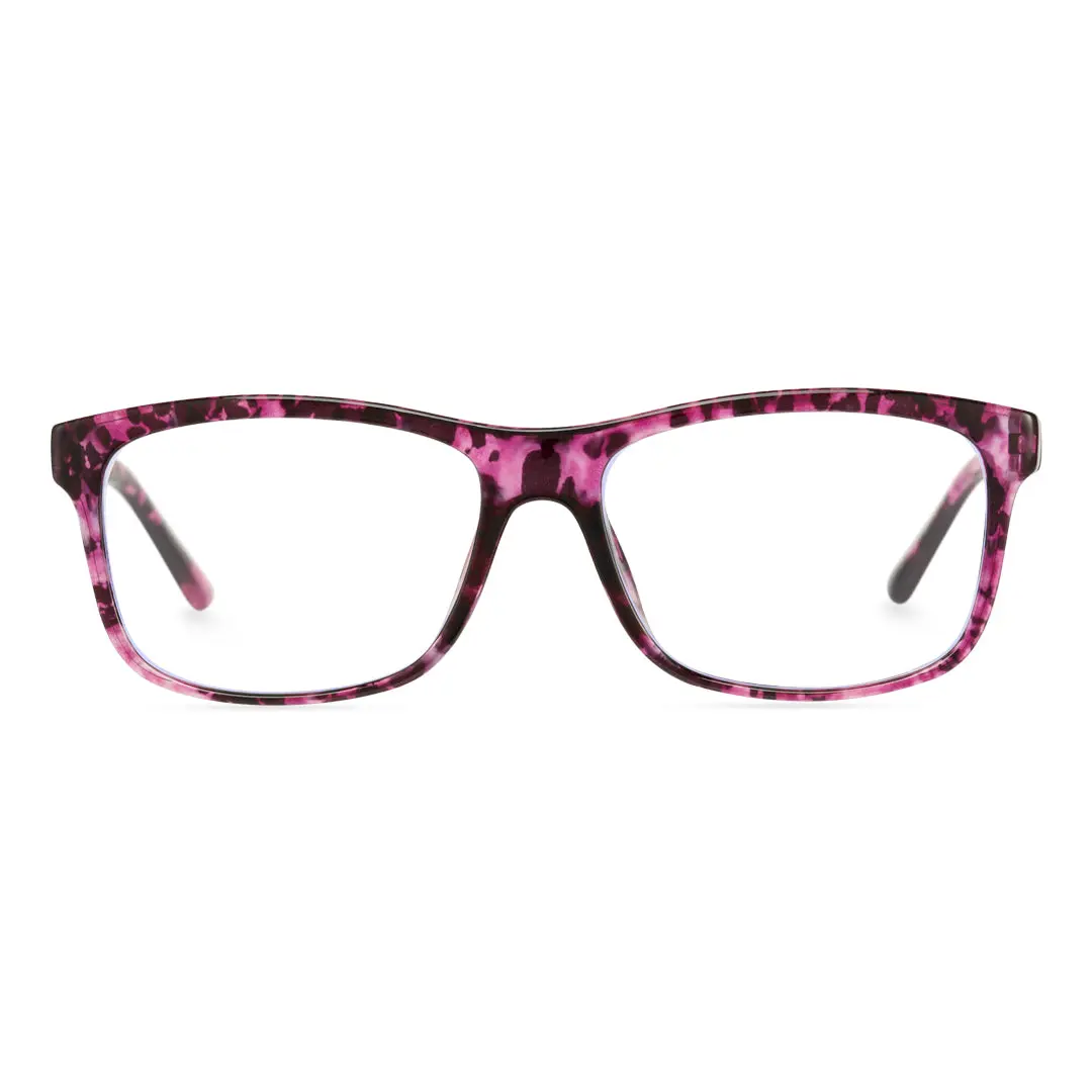 Front view of Klaus rectangle pc eyeglasses EP0032410 in red tortoise