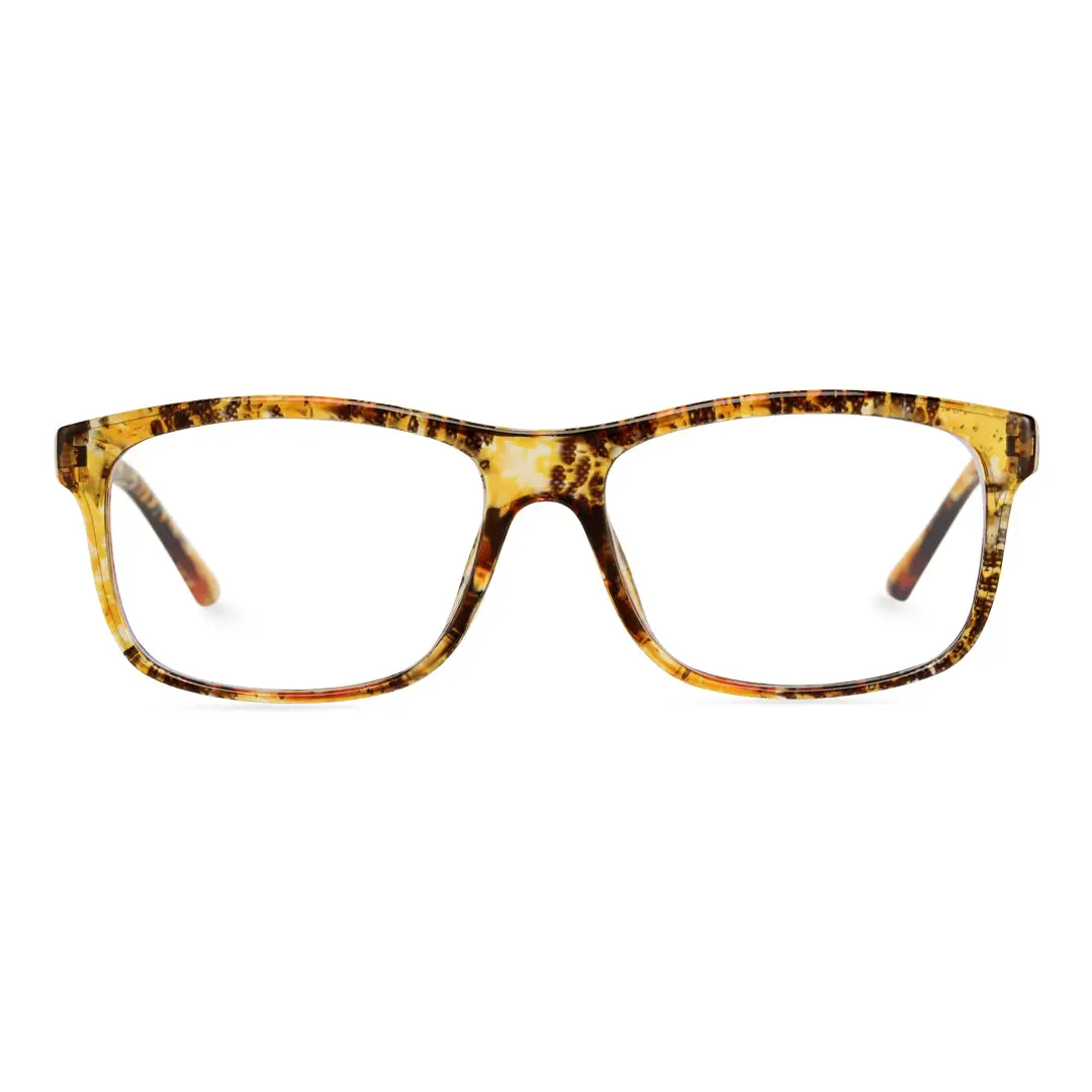 Front view of Klaus rectangle pc eyeglasses EP0032410 in yellow tortoise