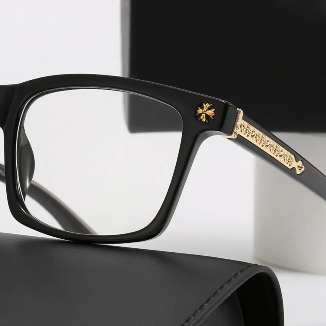 End piece detail of adrian fashion rectangle pc eyeglasses in black. SPU: EP0212508