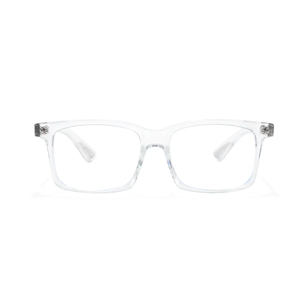 Front view of Adrian fashion rectangle pc eyeglasses in clear. SPU: EP0212508