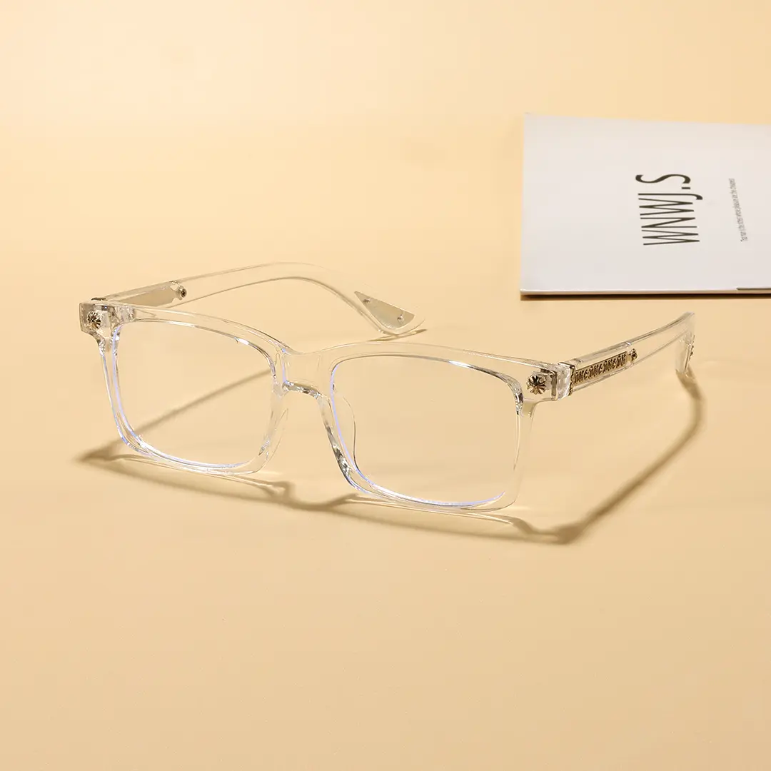 Scene view of adrian fashion rectangle pc eyeglasses in clear. SPU: EP0212508