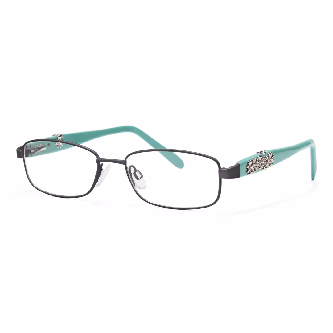 Angle view of Marigold rectangle pc eyeglasses EP0222605 in blue
