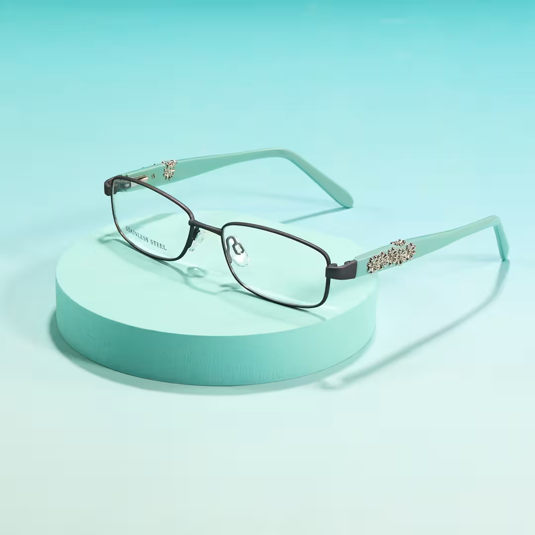 Scene view of Marigold rectangle pc eyeglasses EP0222605 in blue