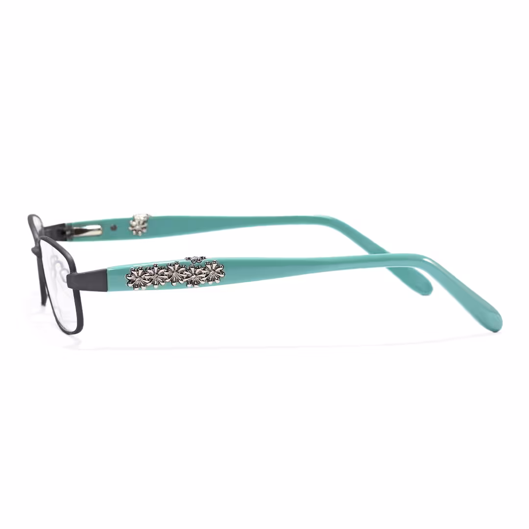 Side view of Marigold rectangle pc eyeglasses EP0222605 in blue