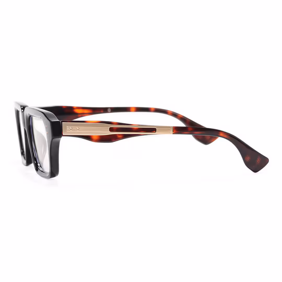 Side view of Julian fashion rectangle pc eyeglasses in black. SPU: EP0282508