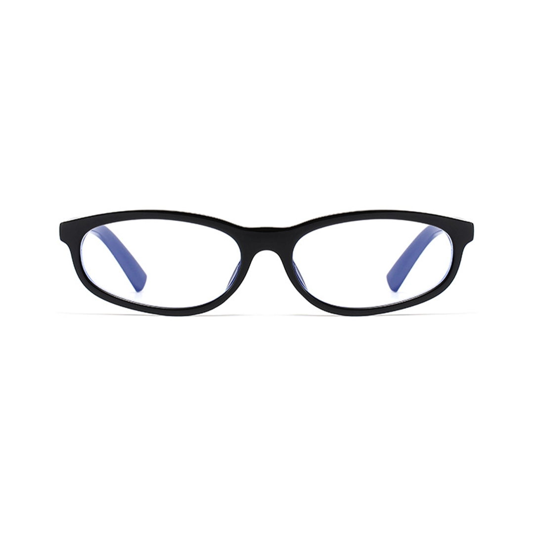 Front view of Zyra y2k rectangle pc eyeglasses EP0312512 in black