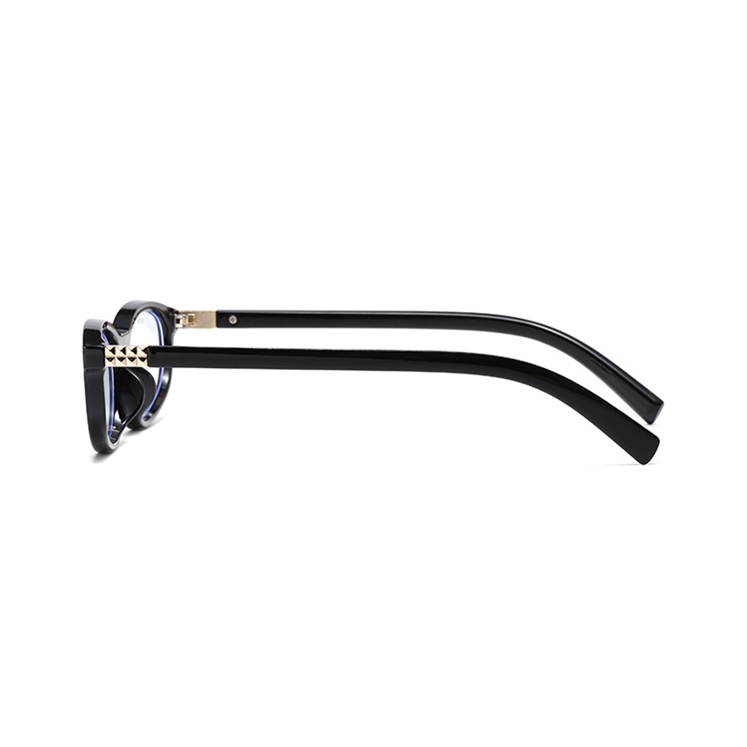 Side view of Zyra y2k rectangle pc eyeglasses EP0312512 in black