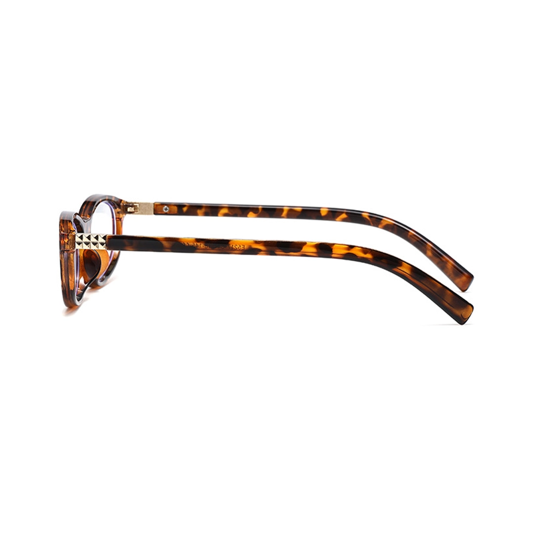 Side view of Zyra y2k rectangle pc eyeglasses EP0312512 in tortoise