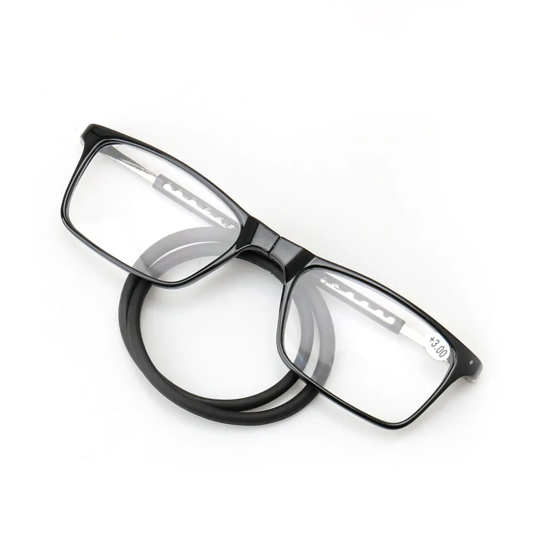 Front folded view of Van rectangle pc magnetic clip-on eyeglasses EP0322505 in black