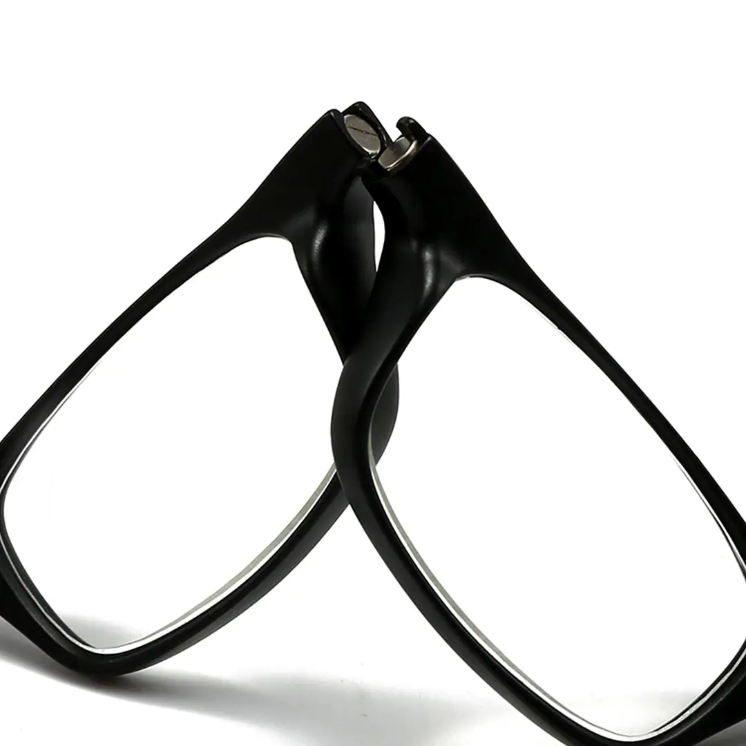 Magnetic connection detail of Van rectangle pc magnetic clip-on eyeglasses EP0322505 in black