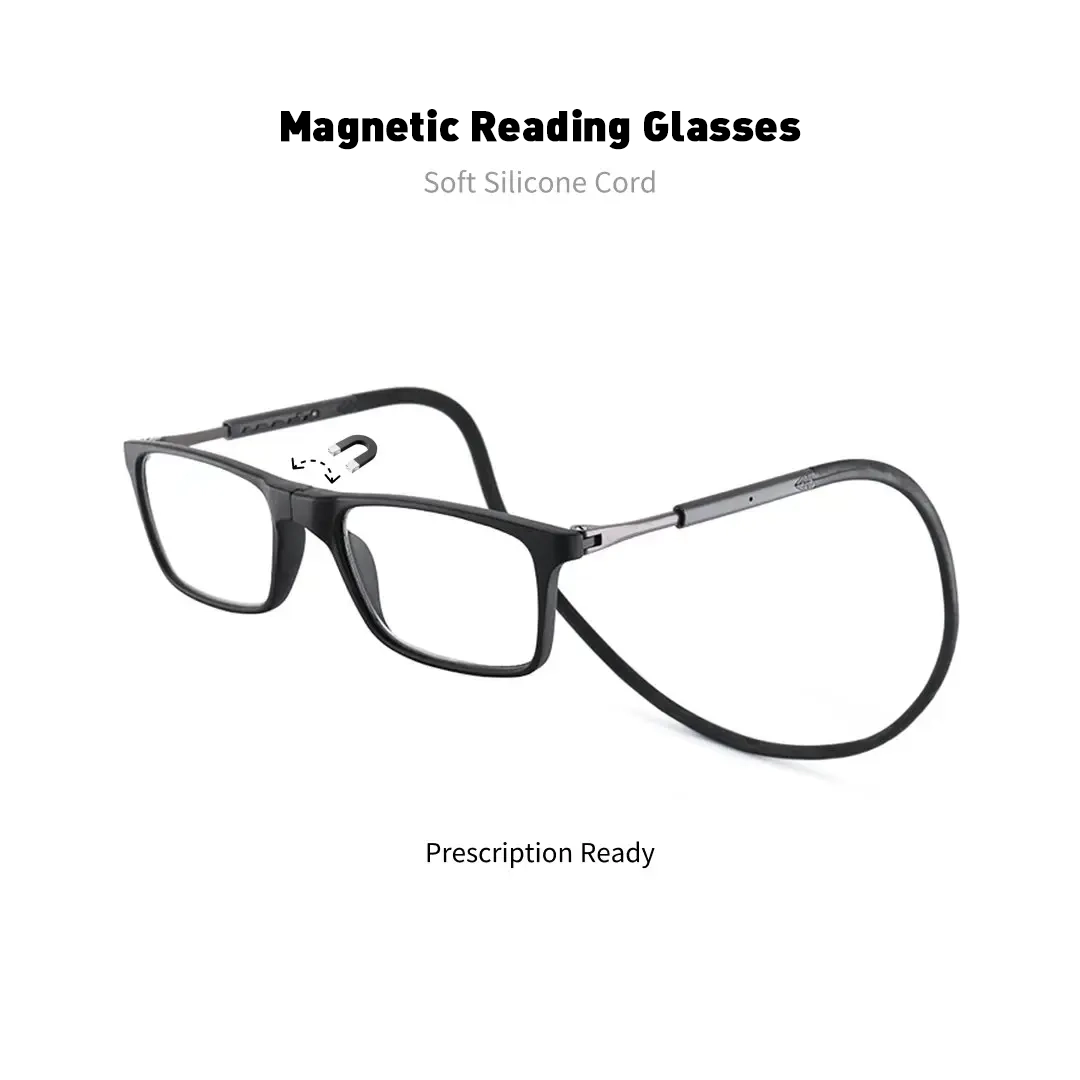 Set view of Van rectangle pc magnetic clip-on eyeglasses EP0322505 in black
