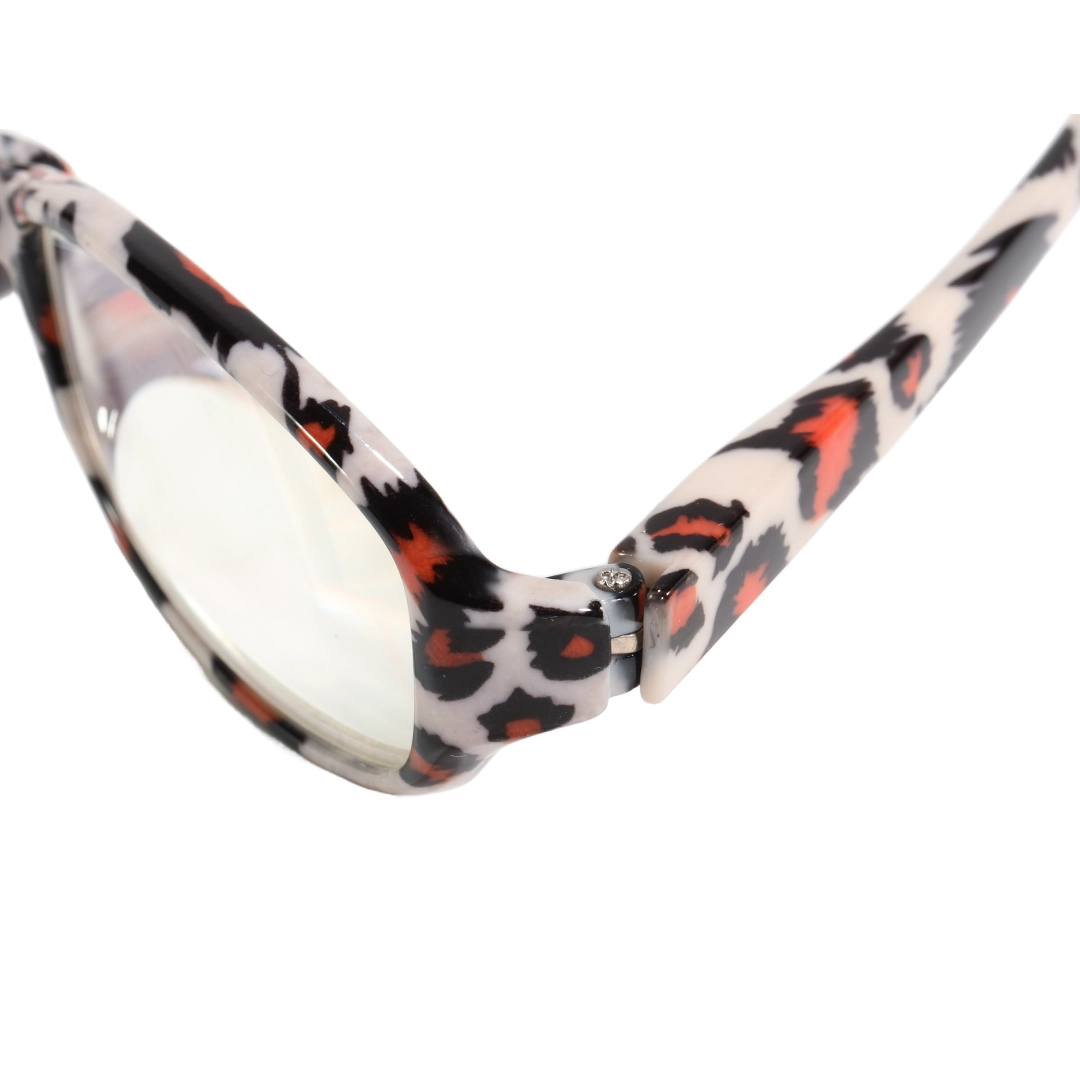 End piece detail of Lanina rectangle pc eyeglasses in multicolor. SPU: EP0342601