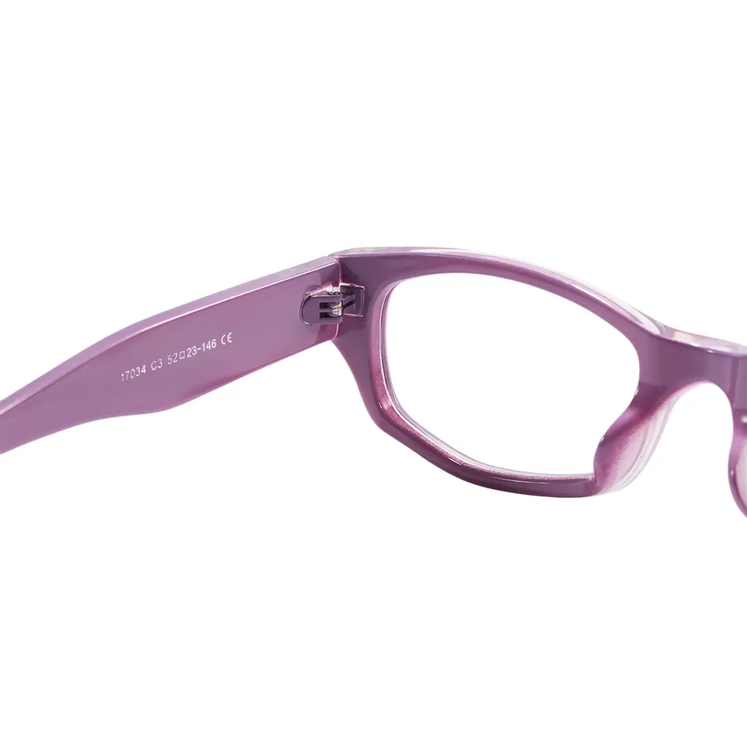Hinge detail of Novella rectangle pc eyeglasses EP0342604 in purple
