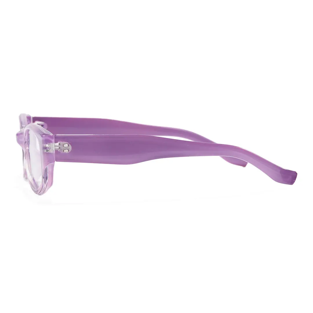 Side view of Novella rectangle pc eyeglasses EP0342604 in purple