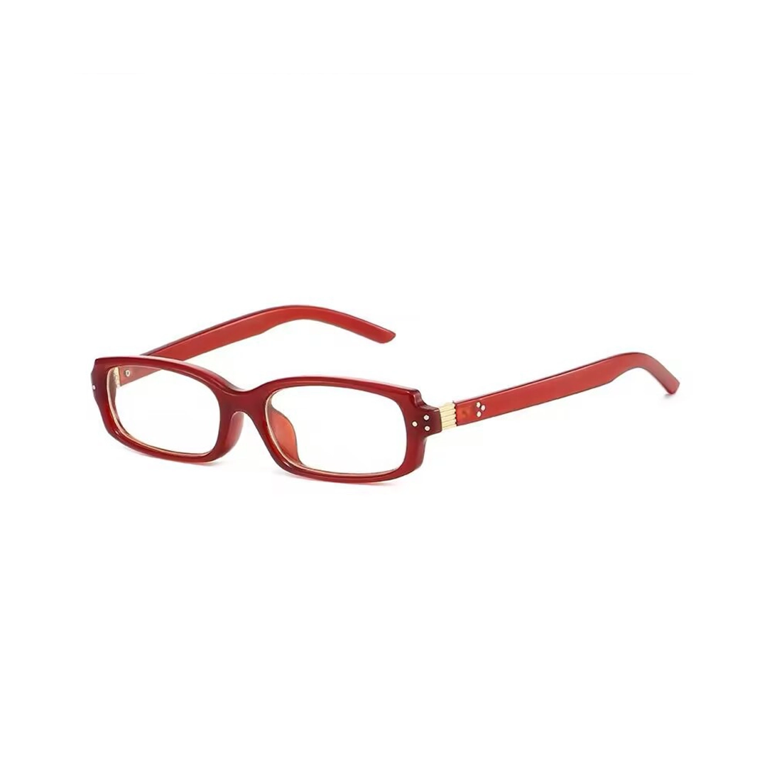 Angle view of Mara office siren rectangle pc eyeglasses EP0392512 in red